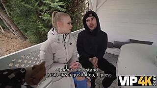 Vip4k hot blonde screams in bisexual threesome while boyfriend cucks watching