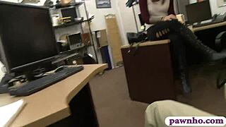 Amateur Brunette Takes Hard Pawnshop Pounding on Hidden Cam