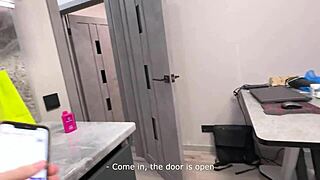 sexy pantyless delivery girl flashes tits sucks cock rides tight pussy