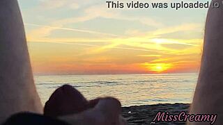 whoa flashing cock to stepdaughter on beach she jerks me off publicly 😲🌅