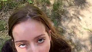 Pov Petite Romanian Nadia Noja Gags on Monster Cock Hiking Trail