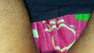 Skinny brunette strokes monster cock