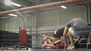 Watch these European lesbians battle it out in the wrestling ring!