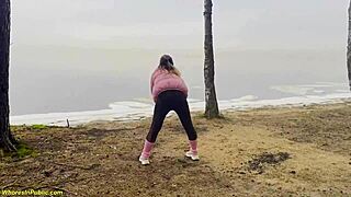 damn i'm so flexible gettin banged rough in forest leggings spandex by small cock group public nympho style!!