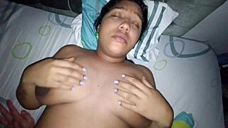 brazilian pregnant brunette keilimar bends over bed for creampie doggystyle pounding