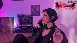 nana's cosplay throat gags on thick cock then skinny slut rides hard