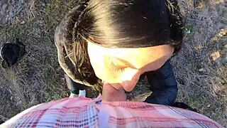 risky outdoor housewife milf deepthroats huge cocks gets cum facials swallows in lingerie compilation