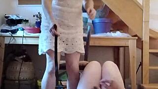 french mistress f chains slave ebed for brutal facesitting, humiliation and vibrator torment