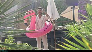 french blonde slut deepthroats black waiter cock then boyfriend joins rough interracial fuck