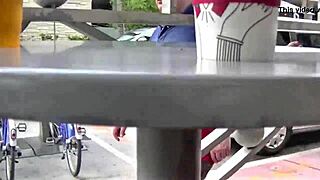 helena price lifts skirt flashing hairy milf pussy outdoors voyeur style