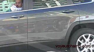 helena price lifts skirt flashing hairy milf pussy outdoors voyeur style