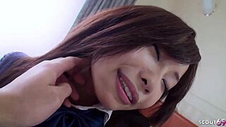 petite japanese teen's hairy tight pussy creampied in uncensored amateur pov