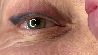 Mature Lady Eyes Covered in Huge Facial Cumshot