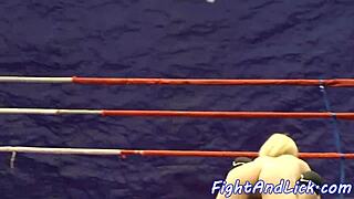 bigtit lesbians wrestle pinning kissing in heated catfight