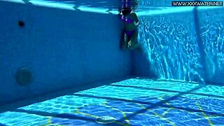 Jessica Lincoln's Pink Bikini Tease Turns Underwater Horny Pool Fuck With Friend!