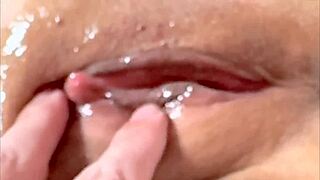 amateur milf's shaved PINK PUSSY CLOSE UP 183 days post virginity loss gets LICKED wet!