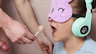 blindfolded milf slave tastes 22 cumshots in sloppy deepthroat swallow game