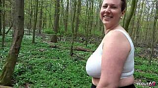 german curvy milf leggings wife risks public jogger stranger sloppy deepthroat swallow cum