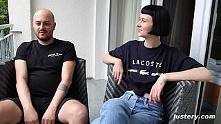 After-Party Submission! Juan Handcuffs Delfine for Bent-Over Doggy Pound