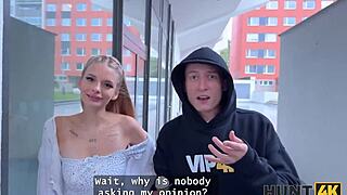 Naomi loves flashing her big natural tits to seduce rich dude while bf watches