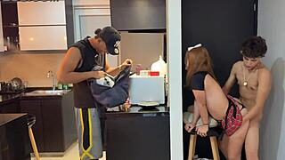 while the cuck neighbor's distracted i hammer his wife super hard