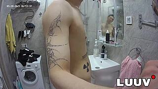 luuv this webcam couple flashing their real amateur shower tits for fans' reality show