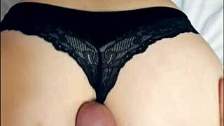 A young university girl bends over for deep doggystyle creampie filling her tight pussy completely