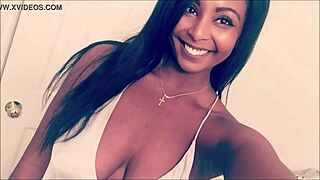 Busty ebony Riana R showcases her curves in homemade videos