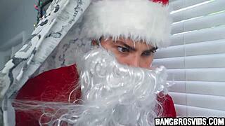 Santa Fucking Cute Brunette With Monster Cock!