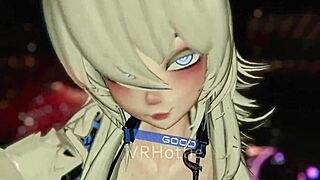 CYBER BABE TEASES WITH STRIPTEASE, RIPS CLOTHES FOR HARD FUCKING LAP DANCE IN VRCHAT ERP