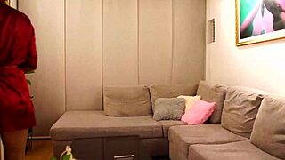 Alexa with buttplug masturbates on couch