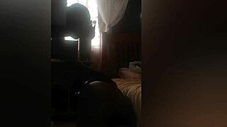 She looks for shoes under bed during great sex