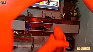 Latina teen 18+ gags on monster cock during deepthroat choking in home fuck without condom